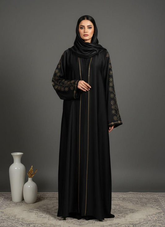 Black Abaya with Gold Embroidery