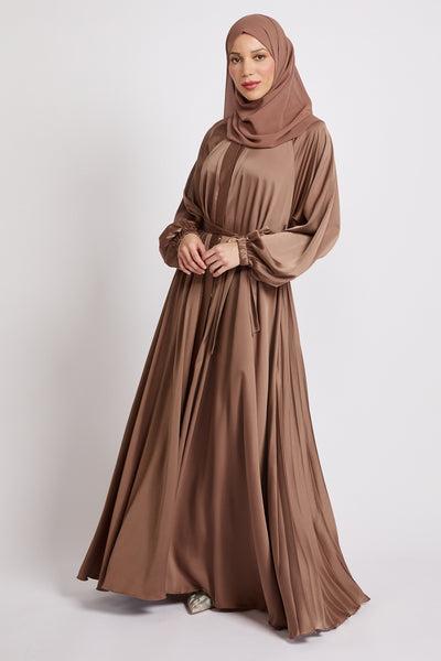 Mocha Evening Abaya – Timeless Sophistication